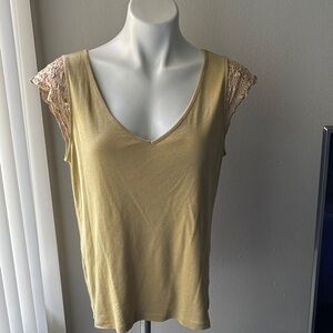 Ralph Lauren Tan Lace Sleeve Blouse